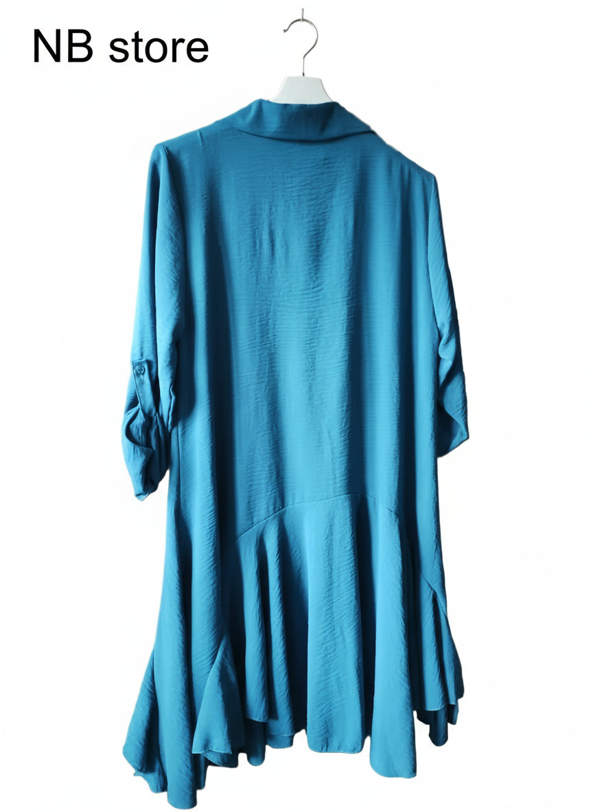 maglia a vestito manica lunga colore turchese