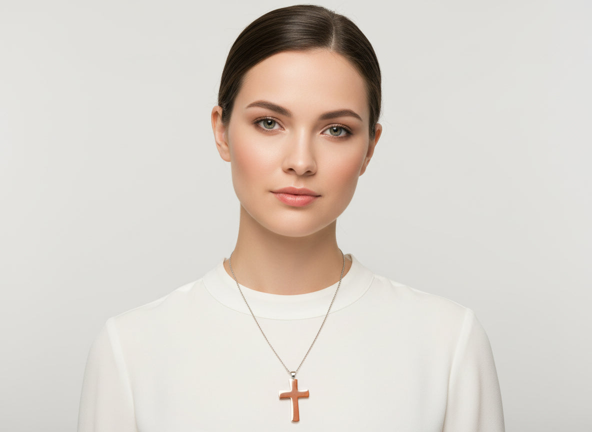 collana color oro con ciondolo croce