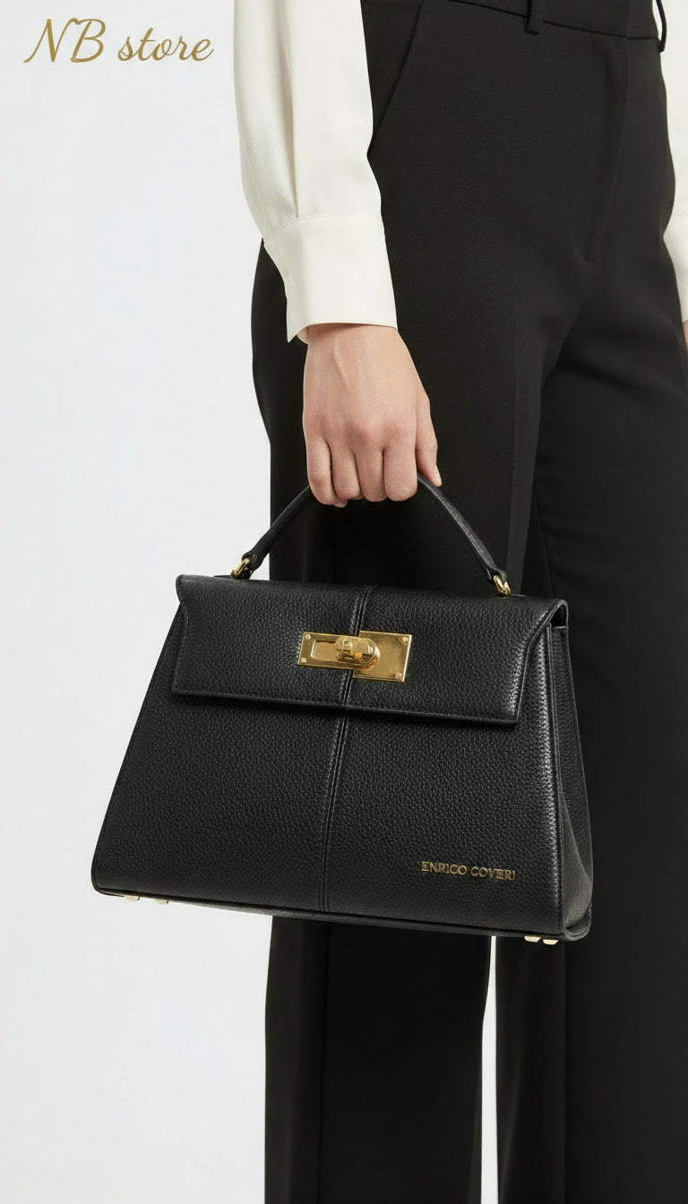borsa in pelle nera enrico coveri