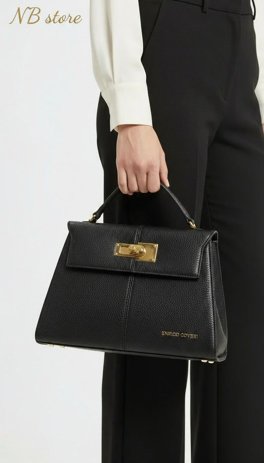 borsa in pelle nera enrico coveri