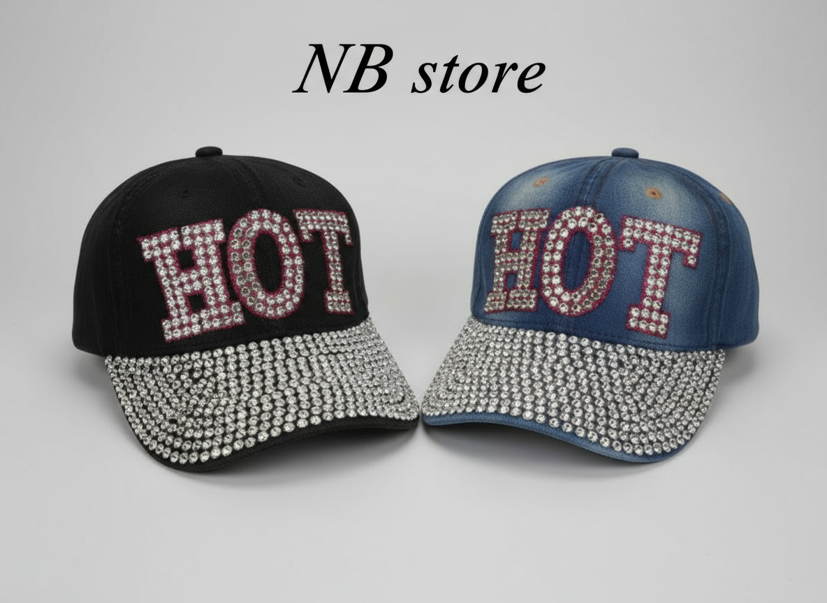 cappelli hot ragazza e bambina jeansato con cristalli brillanti
