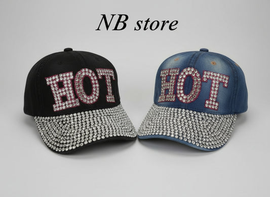 cappelli hot ragazza e bambina jeansato con cristalli brillanti