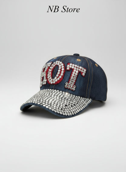 cappelli hot ragazza e bambina jeansato con cristalli brillanti