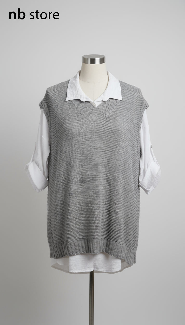 gilet di lana marrone - grigio - bordeaux  con camicia bianca a maniche lunghe