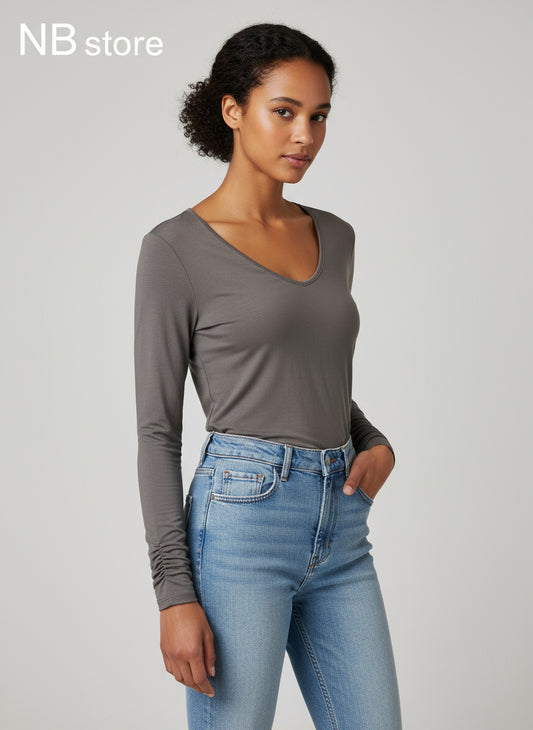 maglia grigio scollo a v