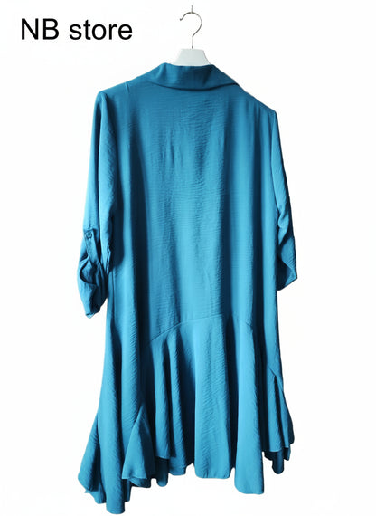 maglia a vestito manica lunga colore turchese