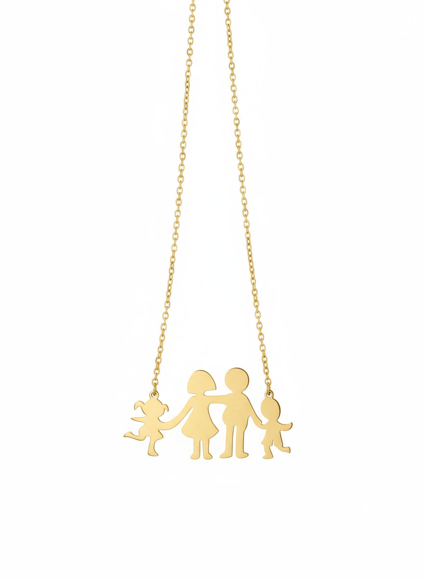 collana color oro con ciondolo famiglia