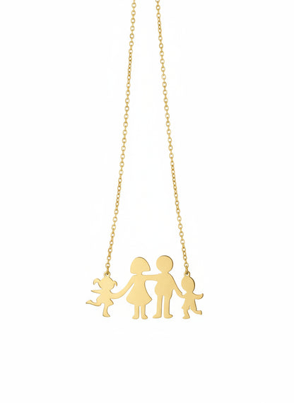 collana color oro con ciondolo famiglia