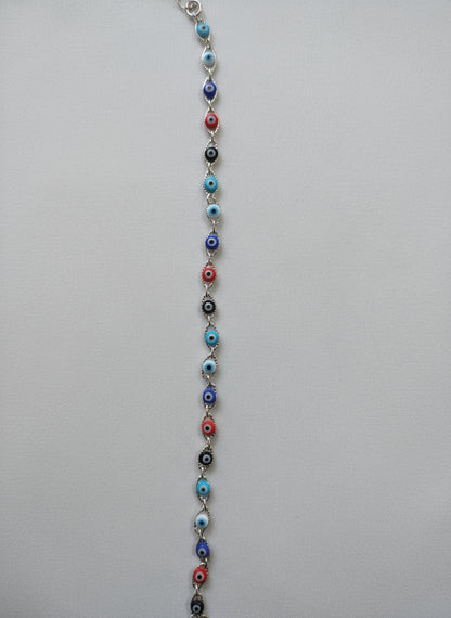 cavigliera multicolore con occhio portafortuna
