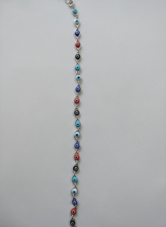 cavigliera multicolore con occhio portafortuna