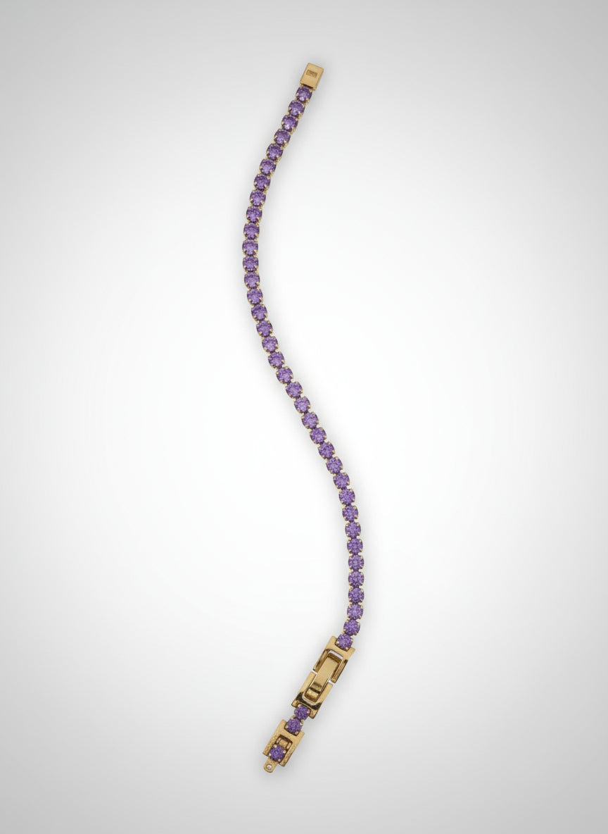 bracciale dorato con pietre viola