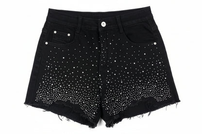 pantaloncini donna brillantini neri