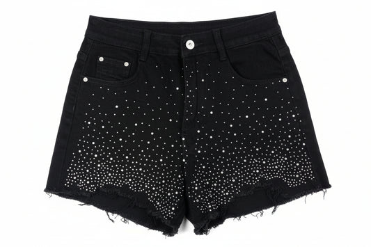 pantaloncini donna brillantini neri
