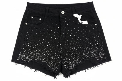 pantaloncini donna brillantini neri