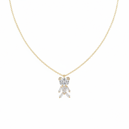 collana color oro con ciondolo orsetto con pietre brillanti