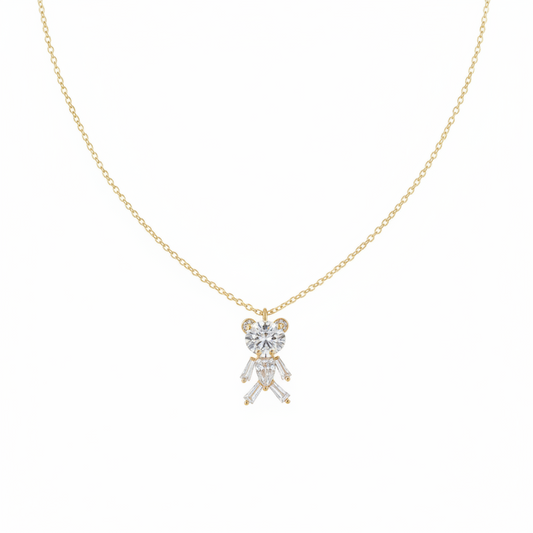 collana color oro con ciondolo orsetto con pietre brillanti