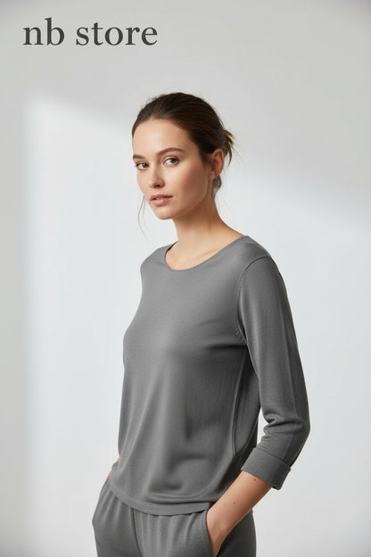 maglia a maniche grigio chiaro