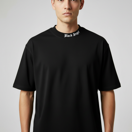 T-Shirt Maniche Corte Stampa Angel  Nera