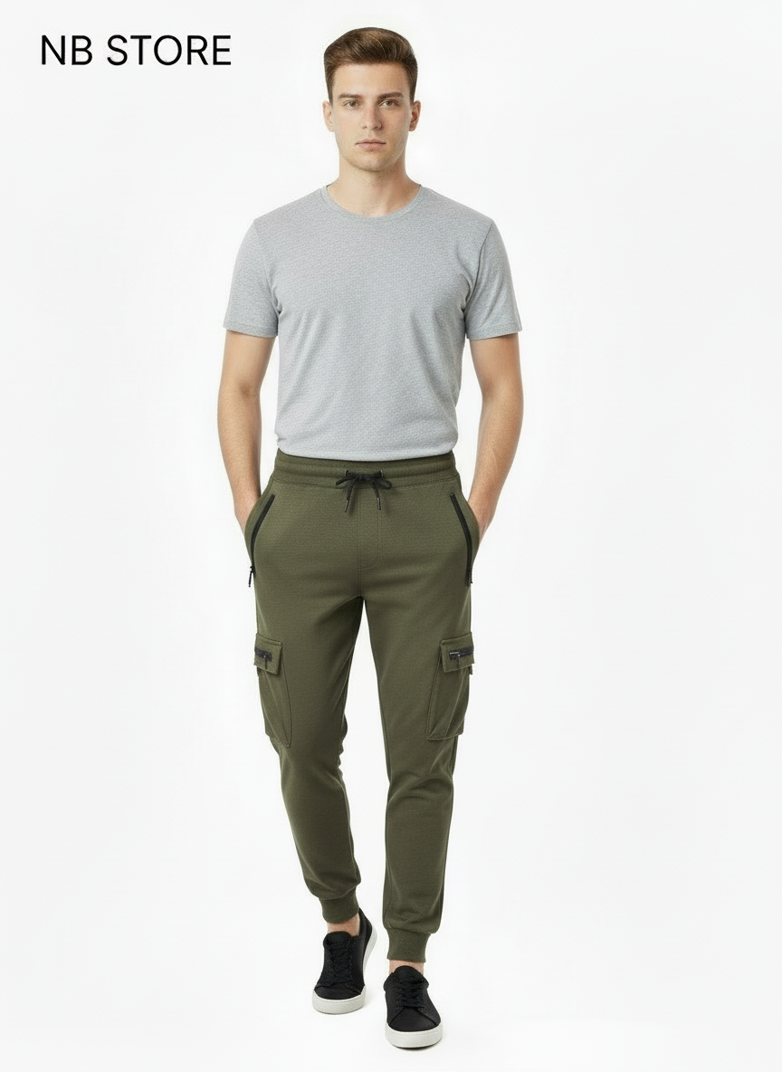 Pantatuta cargo unisex verde militare -  f 2429