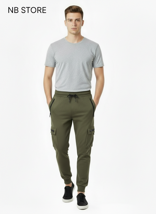 Pantatuta cargo unisex verde militare -  f 2429