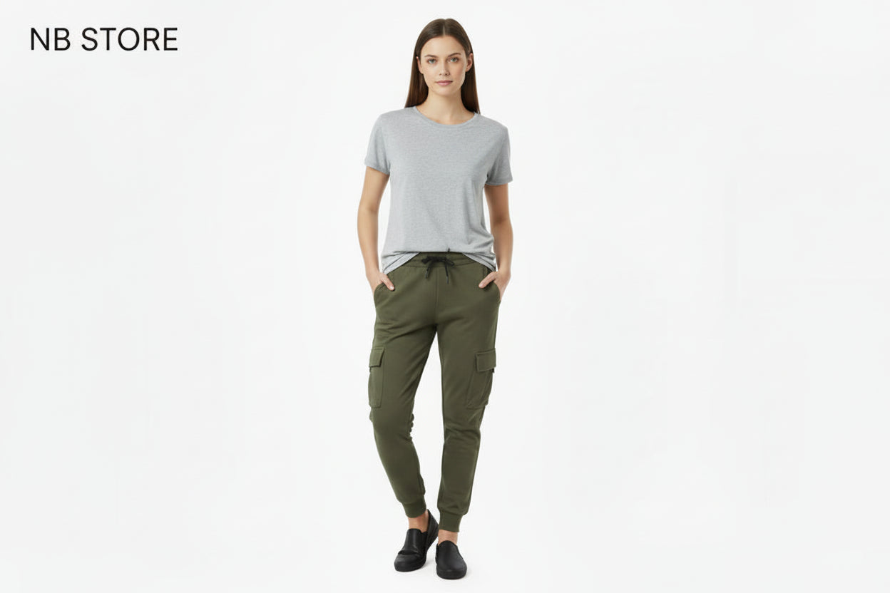 Pantatuta cargo unisex verde militare -  f 2429
